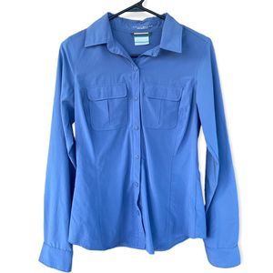 COLUMBIA Arrowhead Blue Omni-Shade Sun Protection Long Sleeve Shirt Sz XS